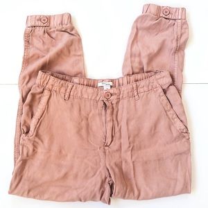 Muted Pink Jogger Style Linen Pants